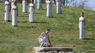 The Olympic Torch lighting ceremony in Olympia, Greece