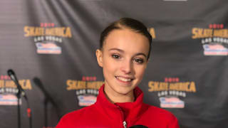 Anna Shcherbakova after her free skate at 2019 Skate America