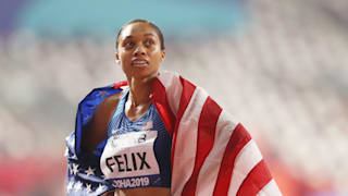 Nia Ali of the United States celebrates winning gold in the Women's 100 metres hurdles final during day ten of 17th IAAF World Athletics Championships Doha 2019 at Khalifa International Stadium on October 06, 2019 in Doha, Qatar. (Photo by Maja Hitij/Getty Images)
