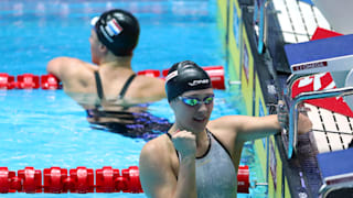 Olivia Smoliga of the United States celebrates after winning the Women's 50m Backstroke Final on day five of the Gwangju 2019 FINA World Championships at Nambu International Aquatics Centre on July 25, 2019 in Gwangju, South Korea. (Photo by Maddie Meyer/Getty Images)