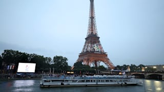 Team Japan near the Eiffel Tower