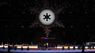 The Paralympic flame is seen during the Closing Ceremony of the 2022 Beijing Winter Paralympics