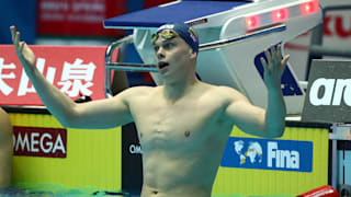 Danas Rapsys of Lithuania reacts after being disqualified from the Men's 200m Freestyle Final on day three of the Gwangju 2019 FINA World Championships at Nambu International Aquatics Centre on July 23, 2019 in Gwangju, South Korea. (Photo by Clive Rose/Getty Images)