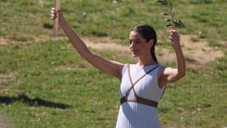 The High Priestess at the Olympic Torch relay ceremony in Greece