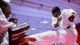 The first Taekwondo training of the programme.