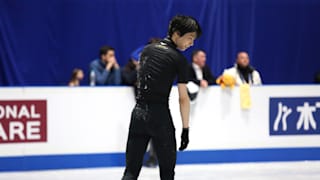 Yuzuru Hanyu in practice on Wednesday