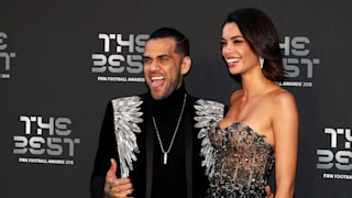 Dani Alves on the red carpet with Joana Sanz