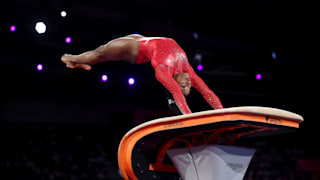 Simone Biles hits the vault during the apparatus final at the 2019 World Artistic Gymnastics Championships