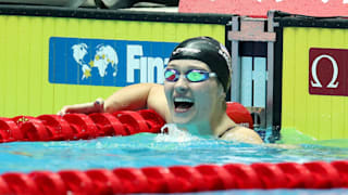 Olivia Smoliga of the United States celebrates after winning the Women's 50m Backstroke Final on day five of the Gwangju 2019 FINA World Championships at Nambu International Aquatics Centre on July 25, 2019 in Gwangju, South Korea. (Photo by Catherine Ivill/Getty Images)