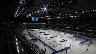 Aerial view of Fencing inside the Musashino Forest Sports Plaza