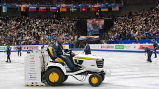 An ice resurfacer does its job at the World Figure Skating Championships