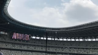 View of roof opening of the new National Stadium on 3rd July 2019