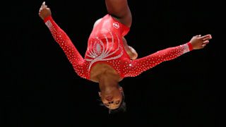 Simone Biles on balance beam during the team final at the 2015 Worlds