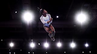 Simone Biles during her floor routine in the all-around at the 2019 World Artistic Gymnastics Championships