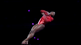 Simone Biles during the vault final at the 2019 World Artistic Gymnastics Championships