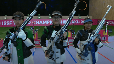 2023年射击世锦赛：杨皓然男子10米气步枪夺银为中国队锁定该项目巴黎奥运会席位，韩佳予、王芝琳斩获女子组冠亚军