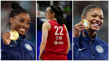 Simone Biles and Gabby Thomas surprised Caitlin Clark at WNBA game