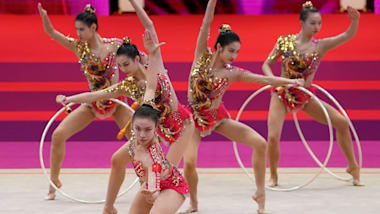 Ginnastica ritmica | Qualificazioni Olimpiche | Finali competizioni di gruppo generali 5 cerchi & 3 nastri +2 palle | Campionati Mondiali | Valencia