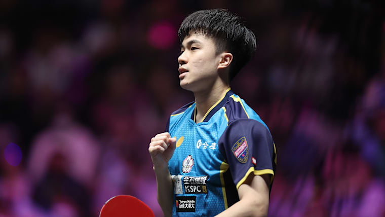Lin Yun Ju (TPE) reacts during a match at WTT Champions Xinxiang 2023