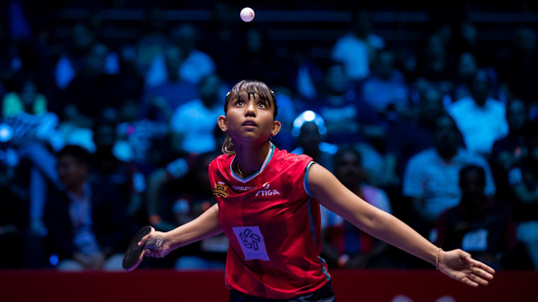 Butterfly UTT S7_Syndrela Das of Dempo Goa Challengers beats Manika Batra of Ahmedabad APL Pipers 3-0 at the Dr Shyama Prasad Mukherjee Indoor Stadium in Goa.jpg