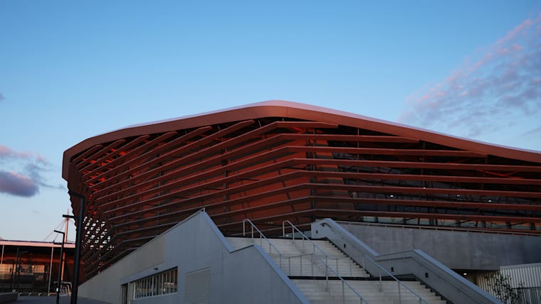 A general view of the Paris Olympic Aquatics Center 