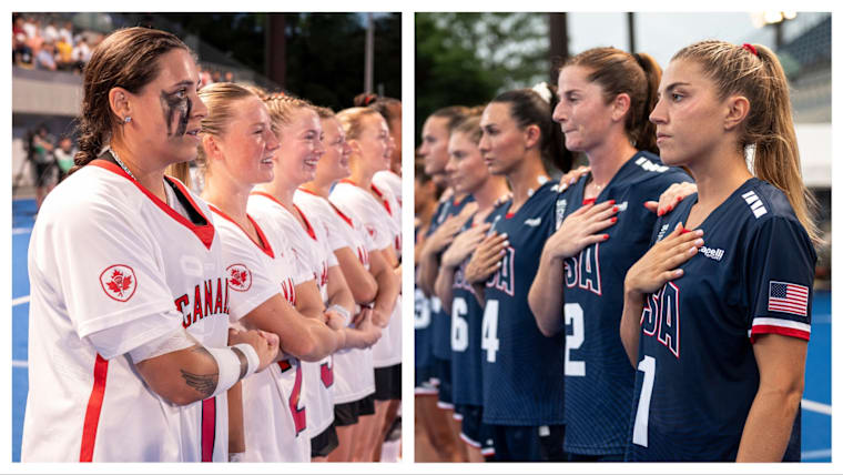Canada and USA women's lacrosse teams