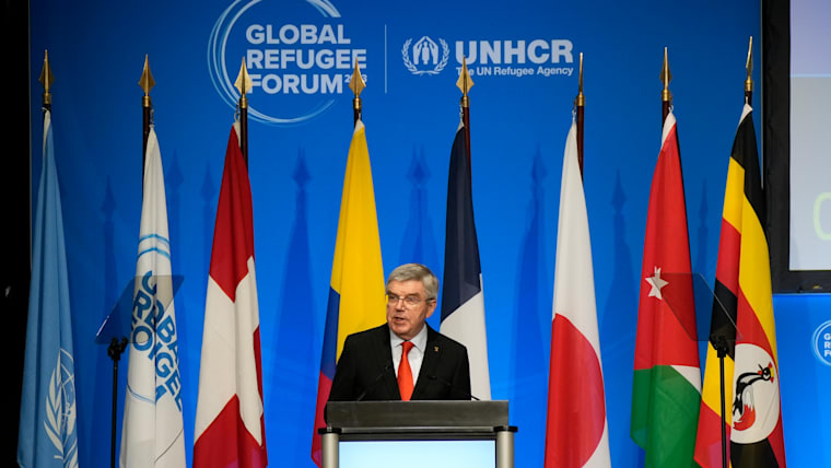 IOC President leads sports world in support of displaced people at Global Refugee Forum 