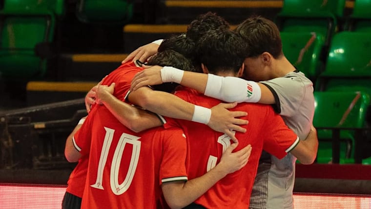 Portuguese players celebrate after beating Brazil on penalties at the Dakar Arena.