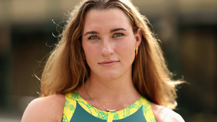 Australian Women's Water Polo player Matilda Kearns poses during an Australian 2024 Paris Olympic Games Water Polo Squad portrait session