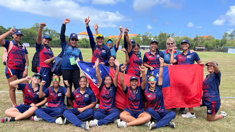 Samoa U19 women's cricket players celebrate qualification for age group World Cup