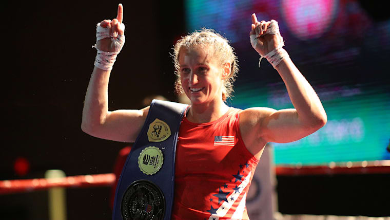 Champion woman boxer Clarissa Shields and her winning committee