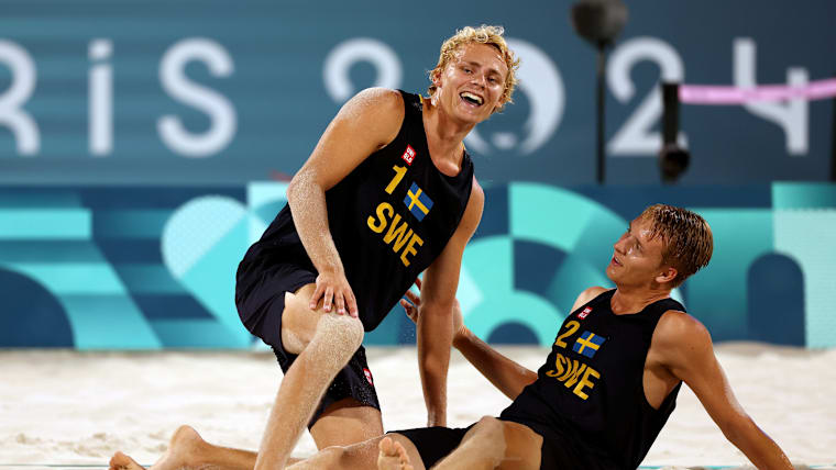 David Åhman (left; SWE, beach volleyball) and Jonatan Hellvig (SWE, beach volleyball)