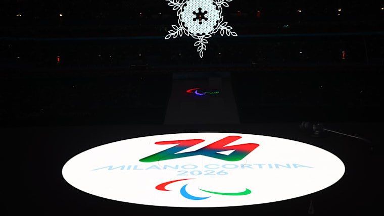 A Milano Cortina 2026 logo was displayed during the handover ceremony at Beijing 2022.