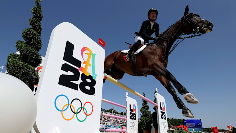 Germany's Michael Jung won gold in the individual eventing competition at Paris 2024 with horse Chipmunk FRH.