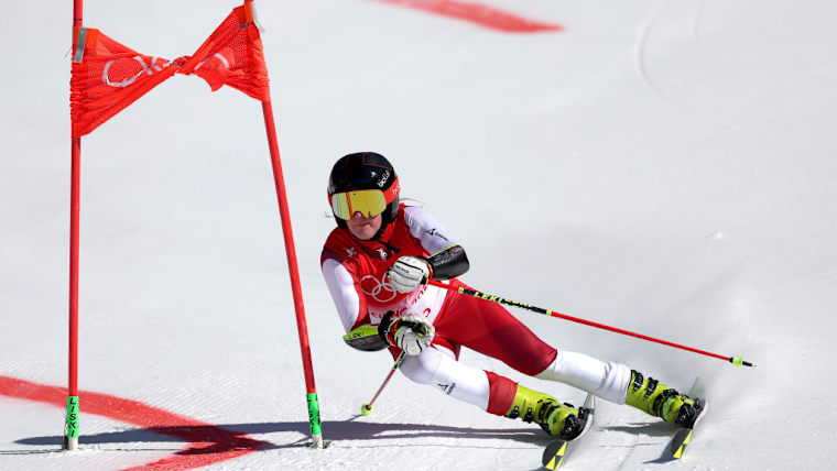Katharina Truppe of Austria skis during the mixed team parallel big final