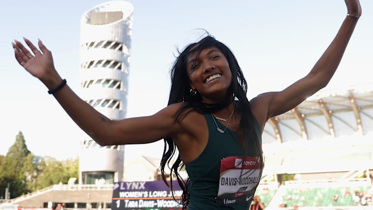 Tara Davis-Woodhall made a winning return to her athletics roots in the women's 100m hurdles at the Ward Haylett Invitational.