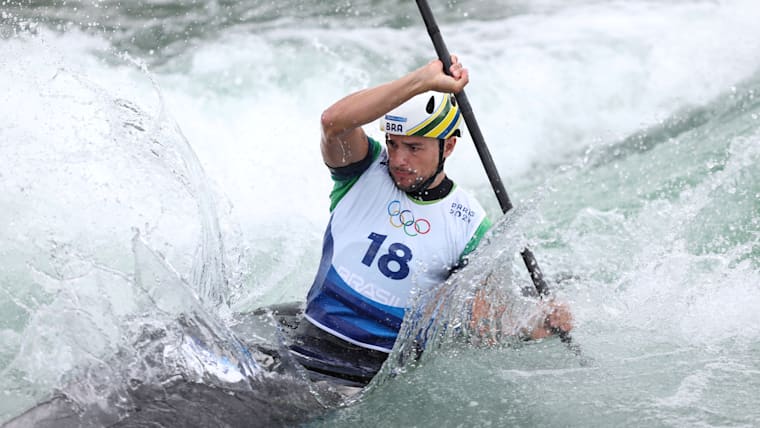Pedro Goncalves (BRA) competes in canoe slalom at the Olympic Games Paris 2024