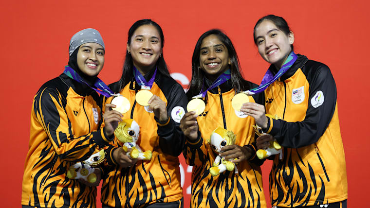 Malaysia women's squash team with Asian Games 2026 gold