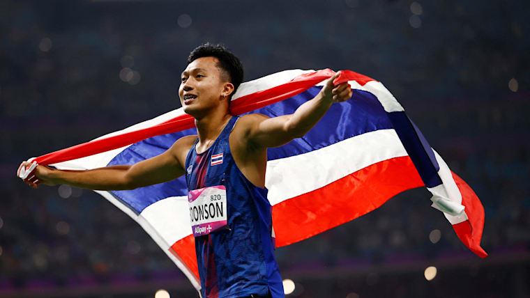 Puripol Boonson - Asian Games Hangzhou - after men's 100m final