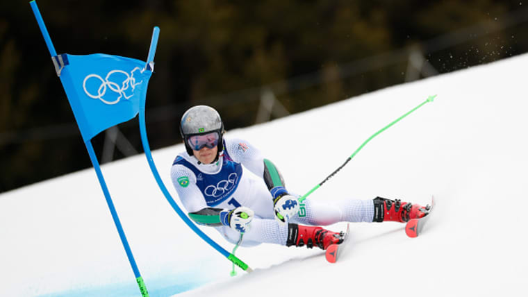 Lucas Pinheiro Braathen of Team Brazil competes during the Men's Giant Slalom on day eight of the Milano Cortina 2026 Winter Olympics at Stelvio Alpine Skiing Centre on February 14, 2026 in Bormio, Italy.