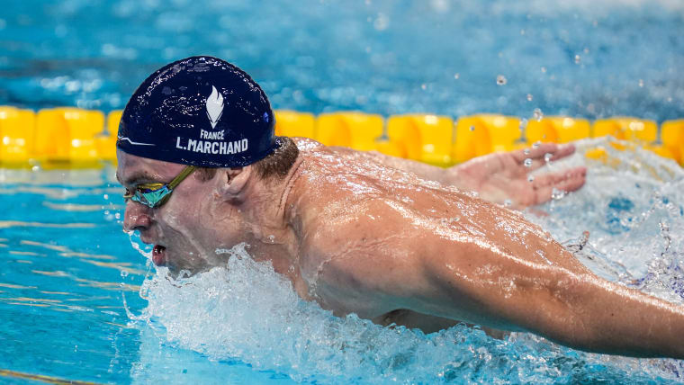 Leon Marchand swimming for Team France