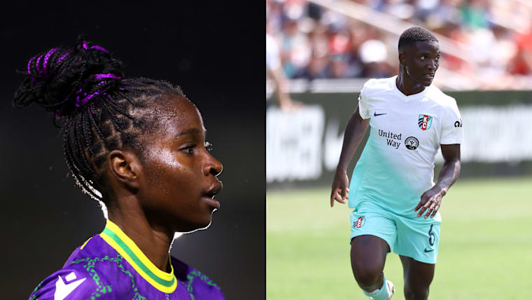 Easther Mayi Kith of Cameroon and Temwa Chawinga of Malawi.