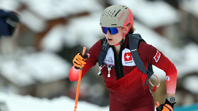 Marianne Fatton of Team Switzerland in action on day fifteen of the Milano Cortina 2026 Winter Olympic games at Stelvio Alpine Skiing Centre