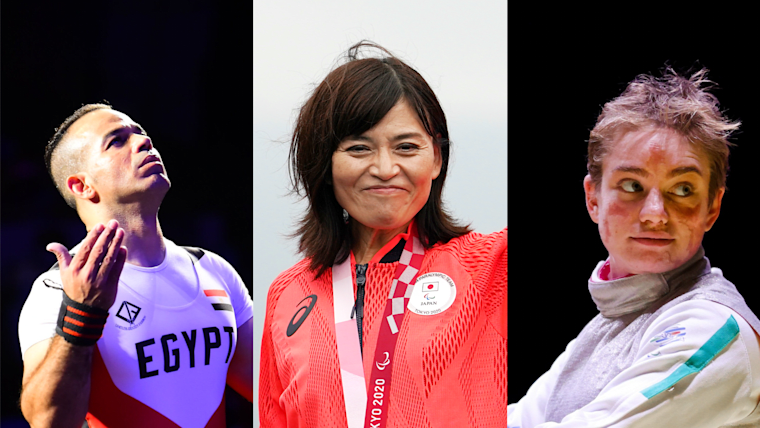 Egyptian Para powerlifter Sherif Osman, Japanese Para cyclist Sugiura Keiko, and Italian wheelchair fencer Bebe Vio.