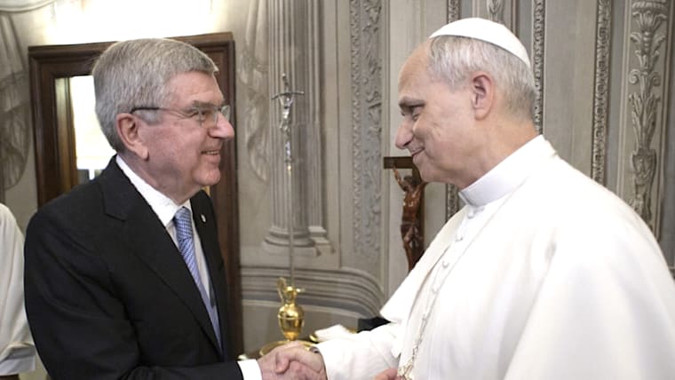 IOC President Thomas Bach with Pope Leo XIV