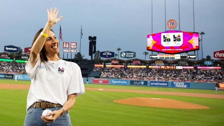 Janet Evans at Dodger Stadium