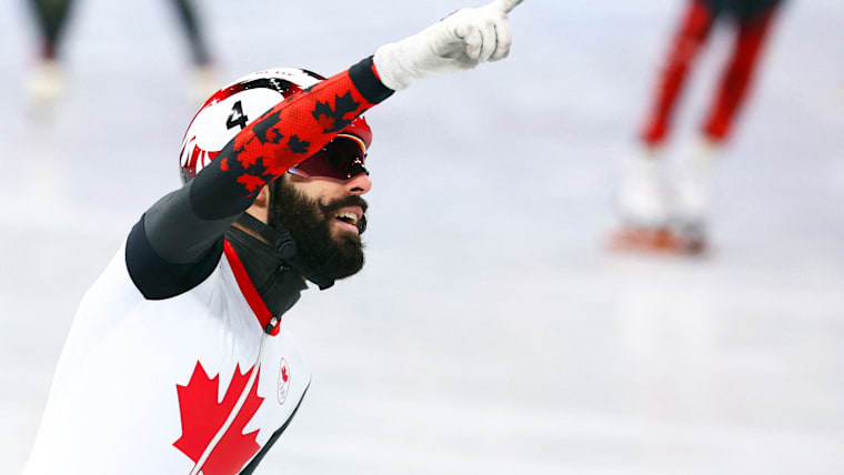  Steven Dubois reacts after the Mixed Team Relay at Milano Cortina 2026.