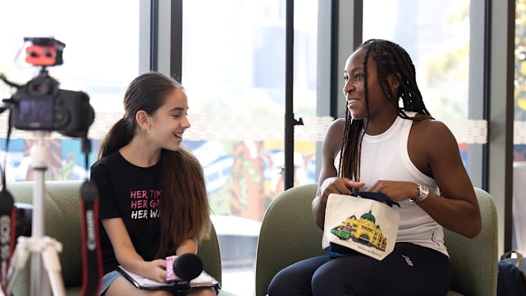 Abbie from Her Way Media interviewing tennis superstar Coco Gauff