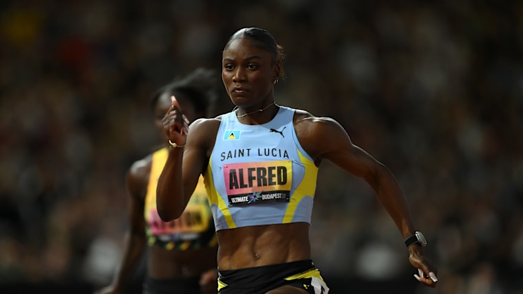 Julien Alfred of Team Saint Lucia competes