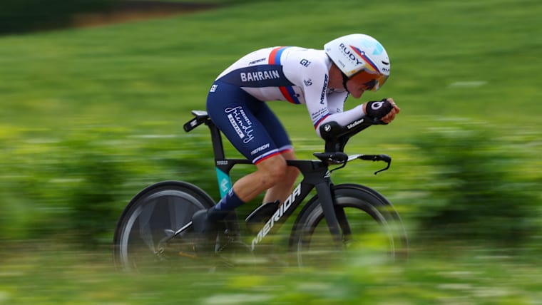 Matej Mohoric (SLO) in action during stage 7 of the 2024 Tour de France